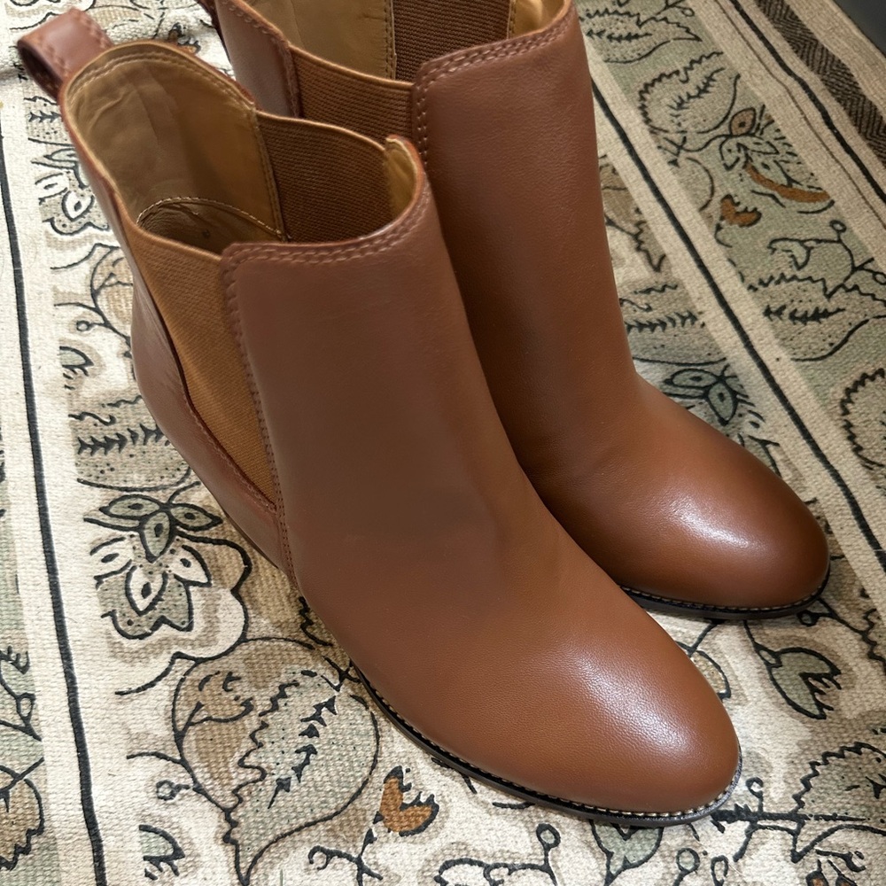 J. Crew Chestnut Leather Ankle Boots